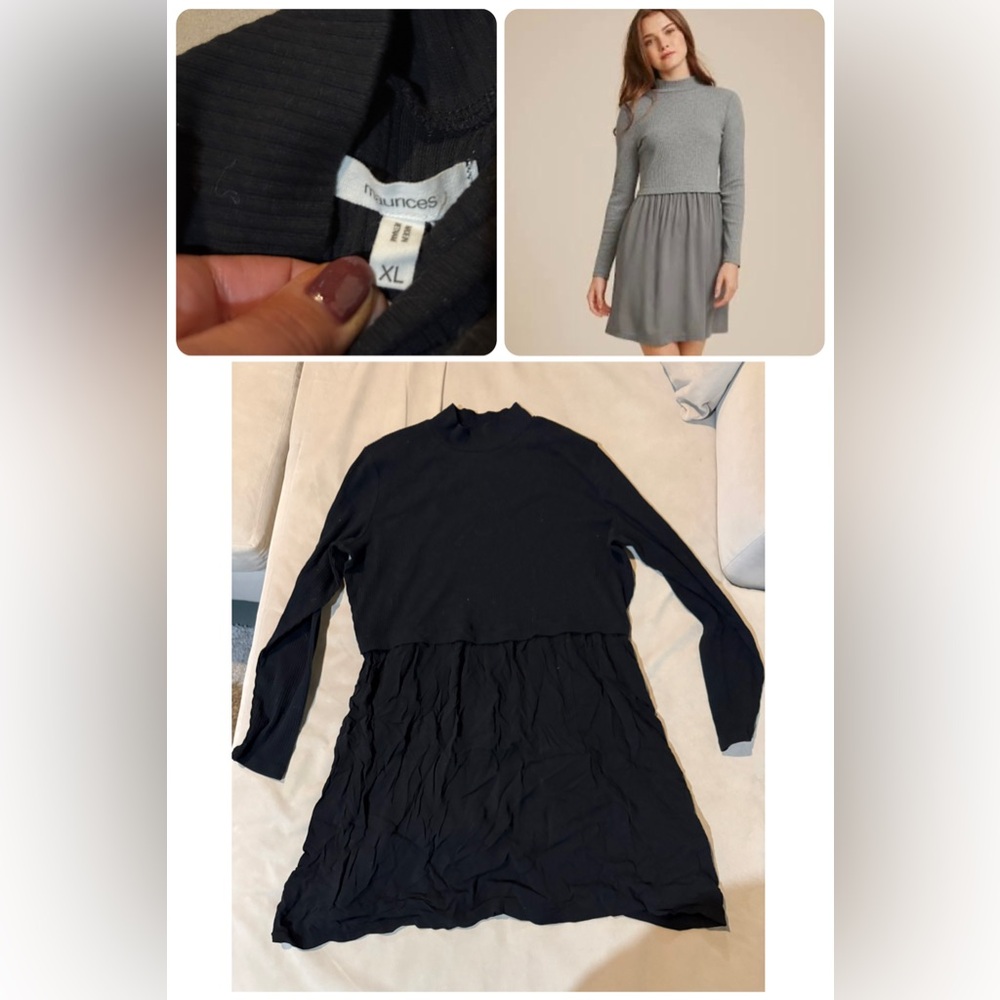 Maurices Black and Gray Long Sleeve Dress